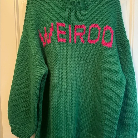Dressed in LALA Green and Pink 'Weirdo' Sweater - Picture 4 of 6